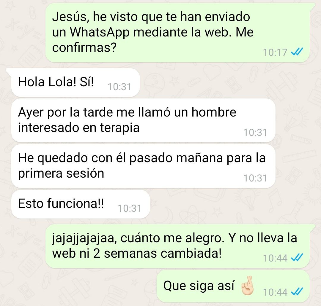 Mensaje de un cliente contando los resultados tras trabajar la captación de pacientes (2)