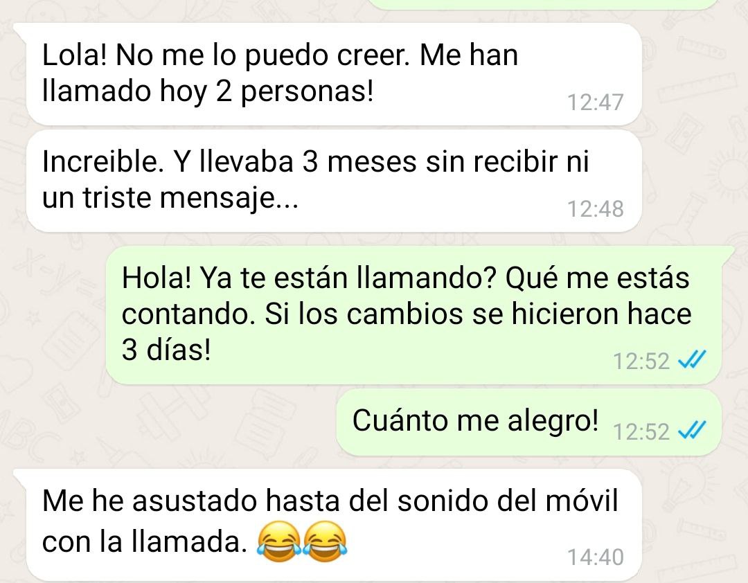 Mensaje de un cliente contando los resultados tras trabajar la captación de pacientes (3)