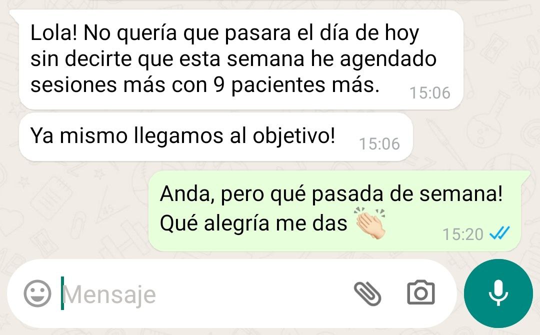 Mensaje de un cliente contando los resultados tras trabajar la captación de pacientes (5)