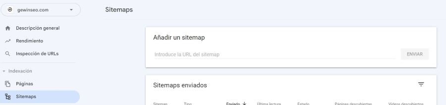 Incluir sitemap en Google Search Console